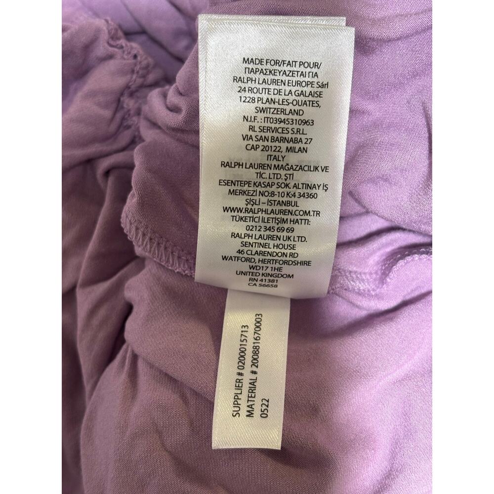 Lauren Ralph Lauren Blouse Womens Small Purple Wrap Jersey Tie Waist Top - Picture 6 of 9